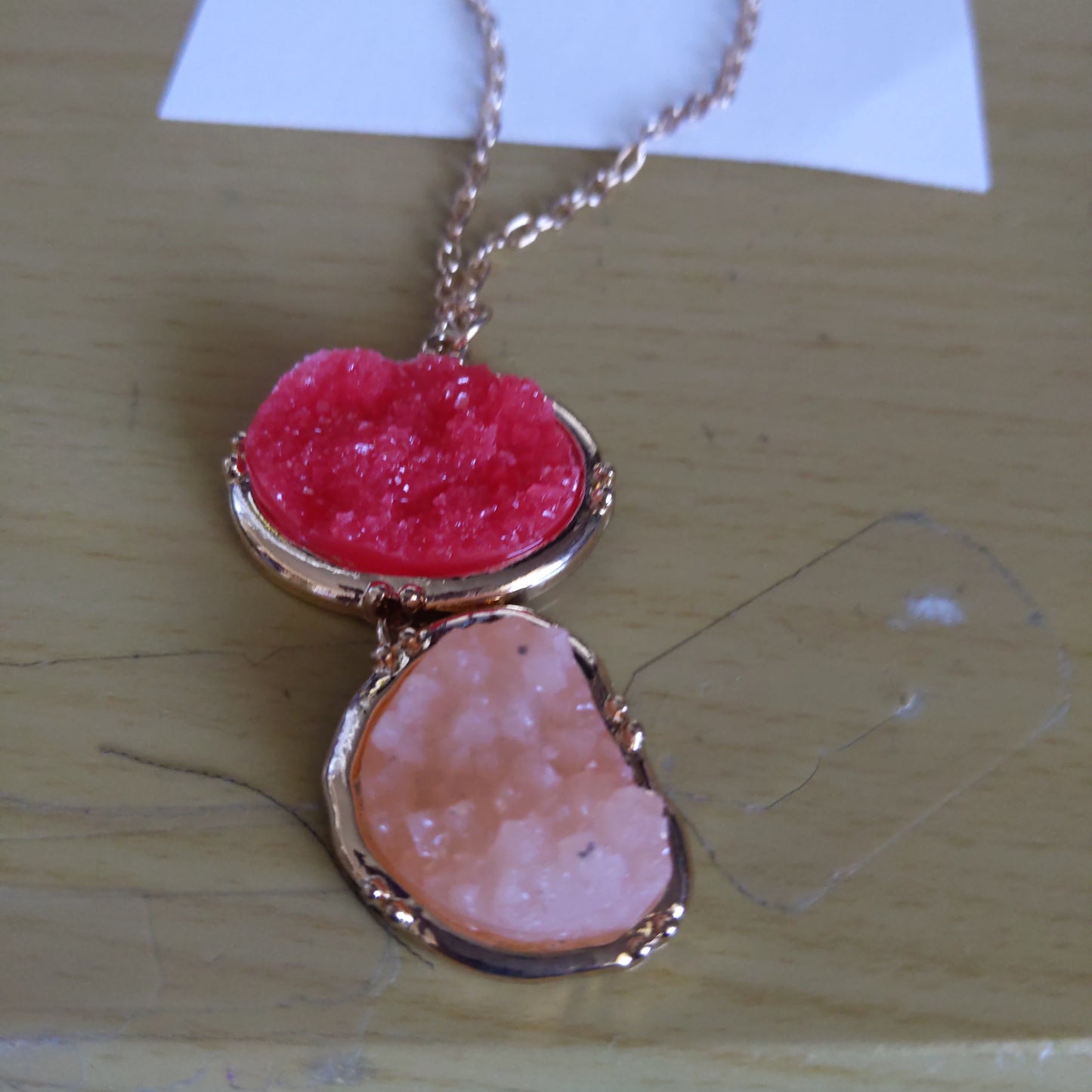 Coral and Pink Earring/Necklace Set