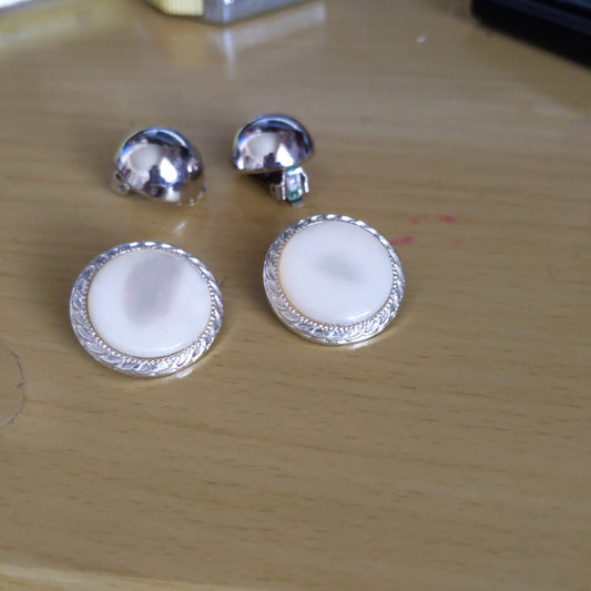 Vintage Big Round Clip and Silver Clip Earrings
