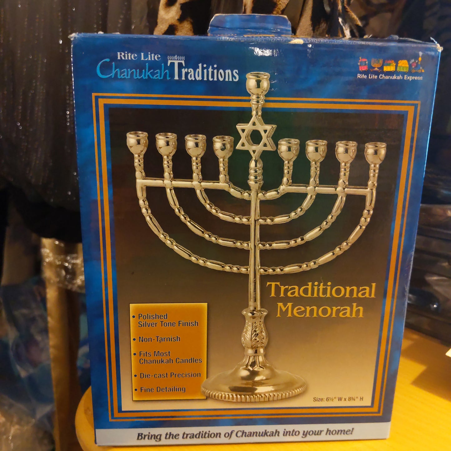 Traditional Silvertone Menorah