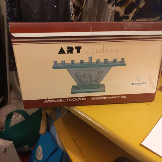 Art Judaica Glass Menorah