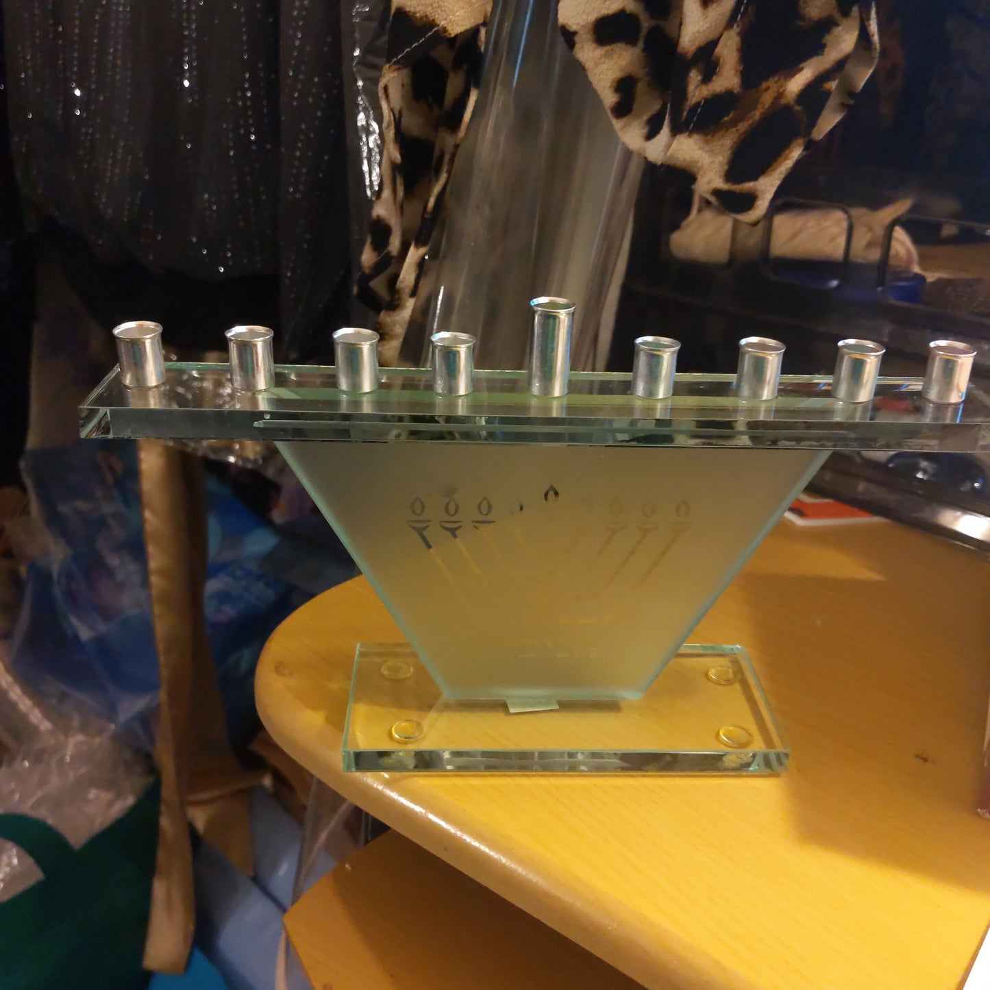 Art Judaica Glass Menorah