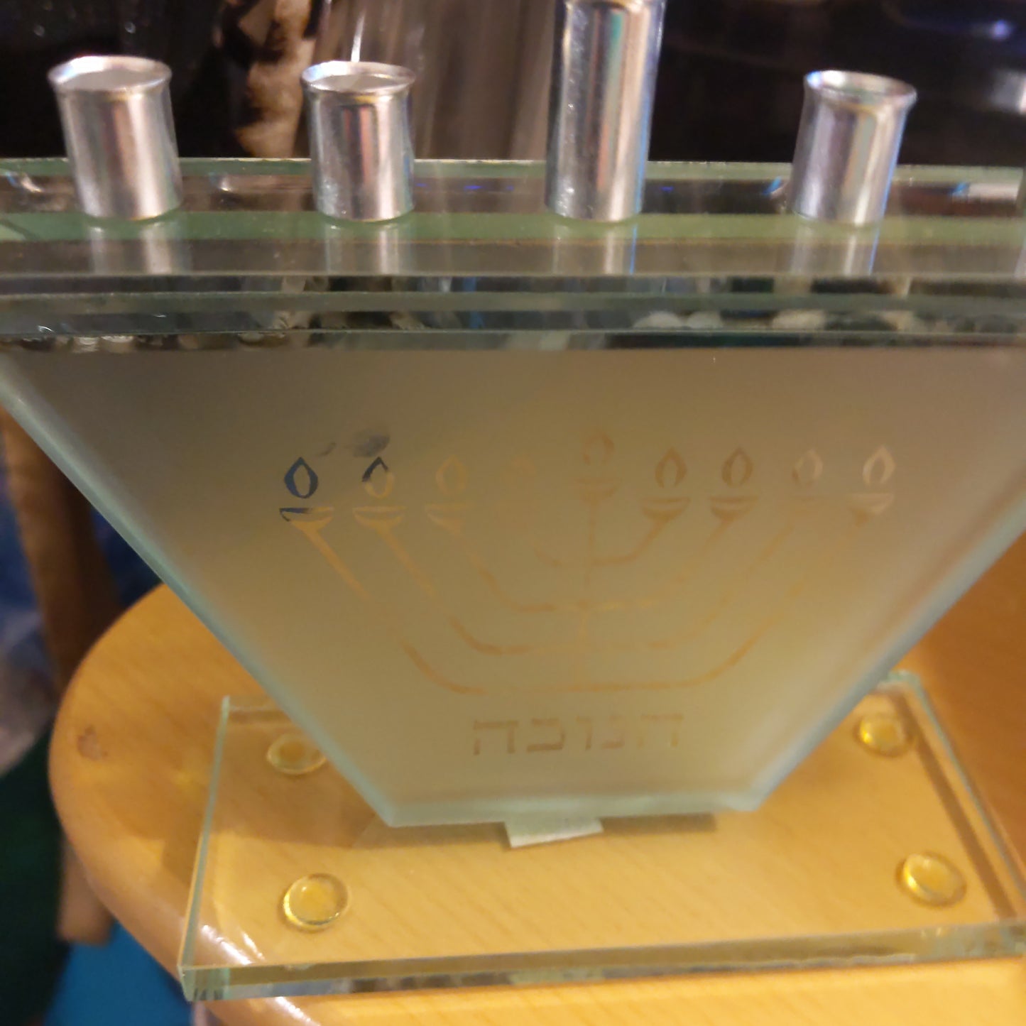 Art Judaica Glass Menorah