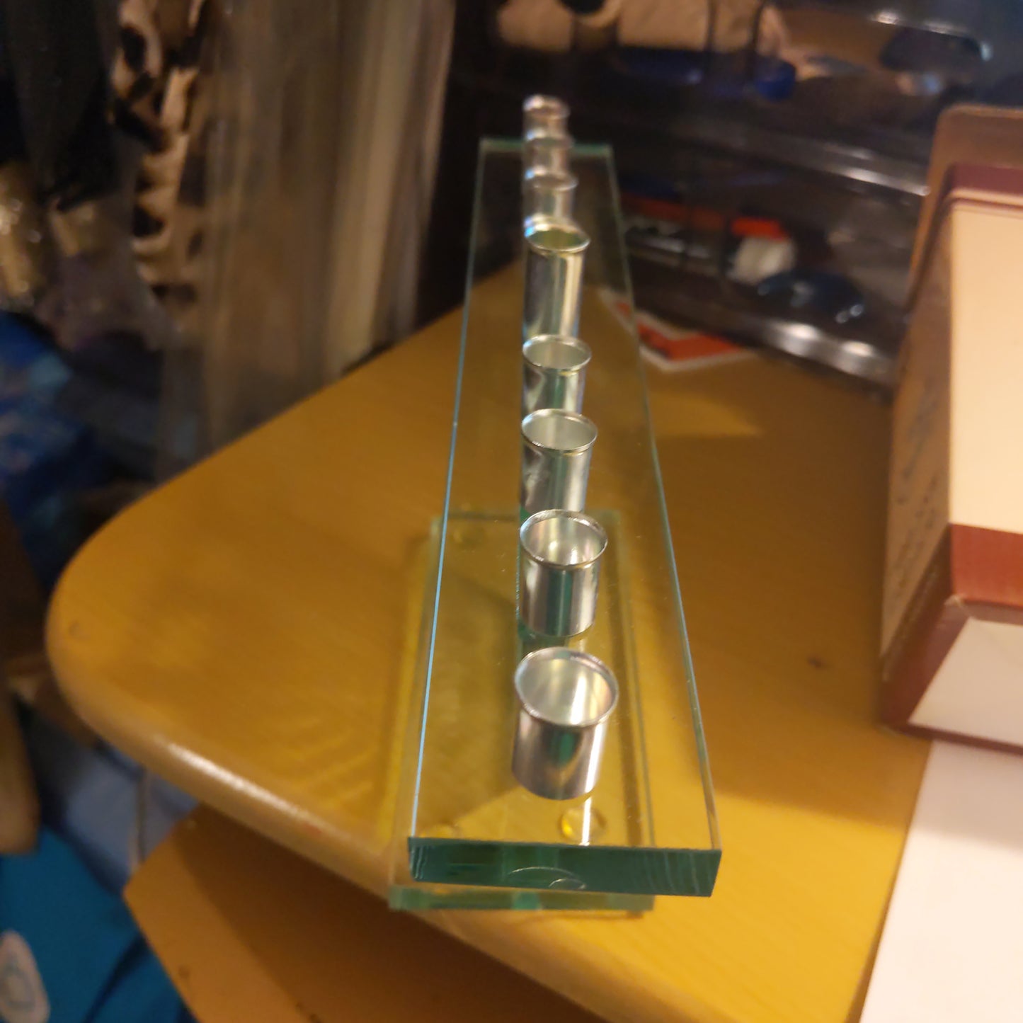 Art Judaica Glass Menorah