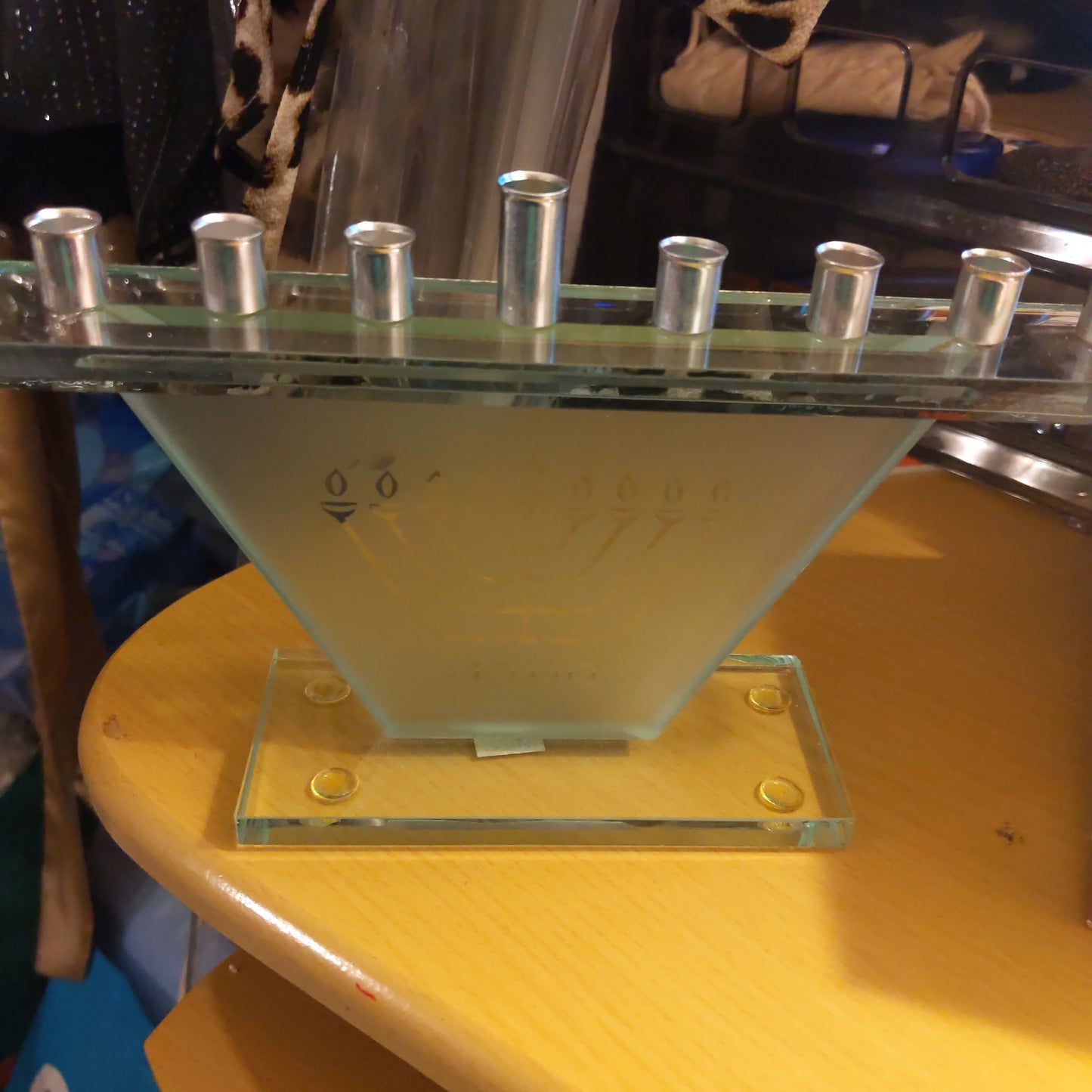 Art Judaica Glass Menorah