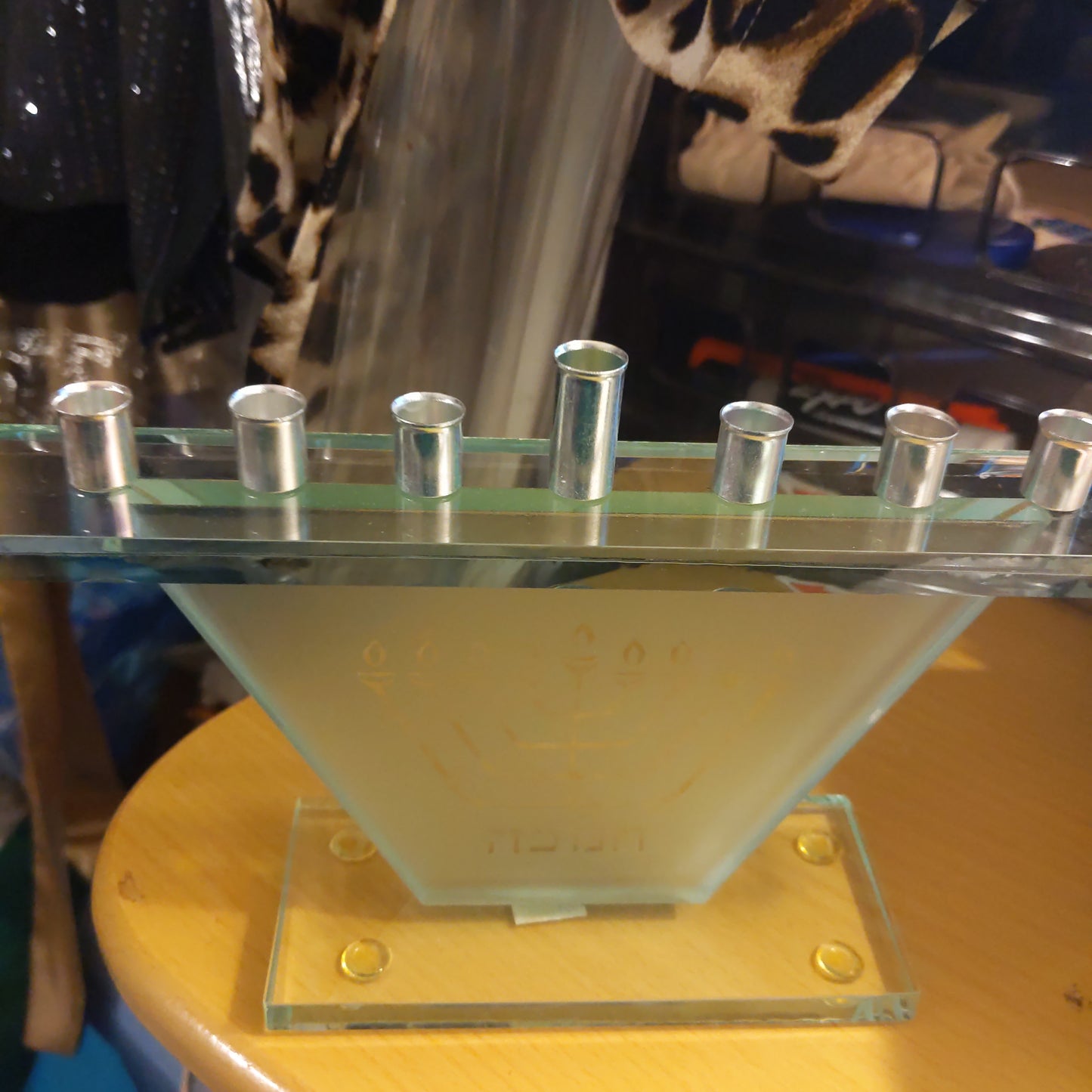 Art Judaica Glass Menorah