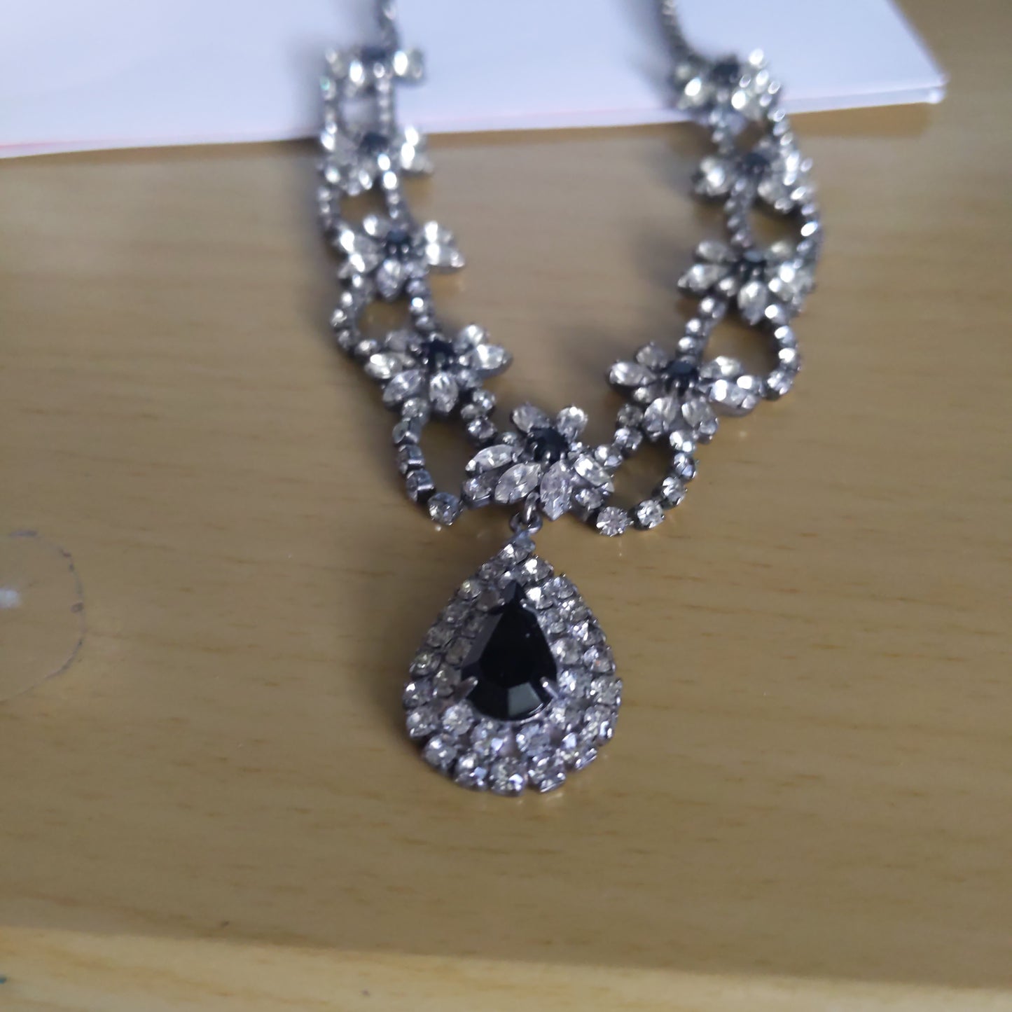 Vintage Black Rhinestone Necklace