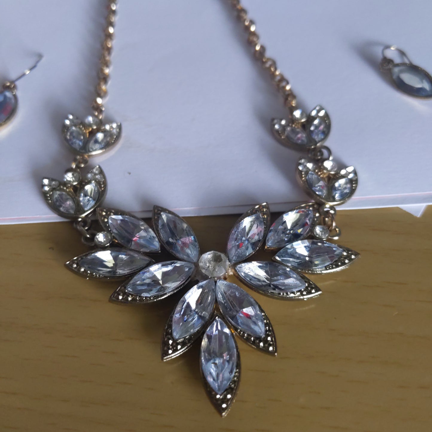 Large Silver Rhinestone Statement Necklace Set
