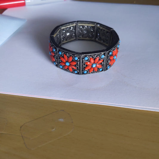 Red Flower Stretchy Bracelet