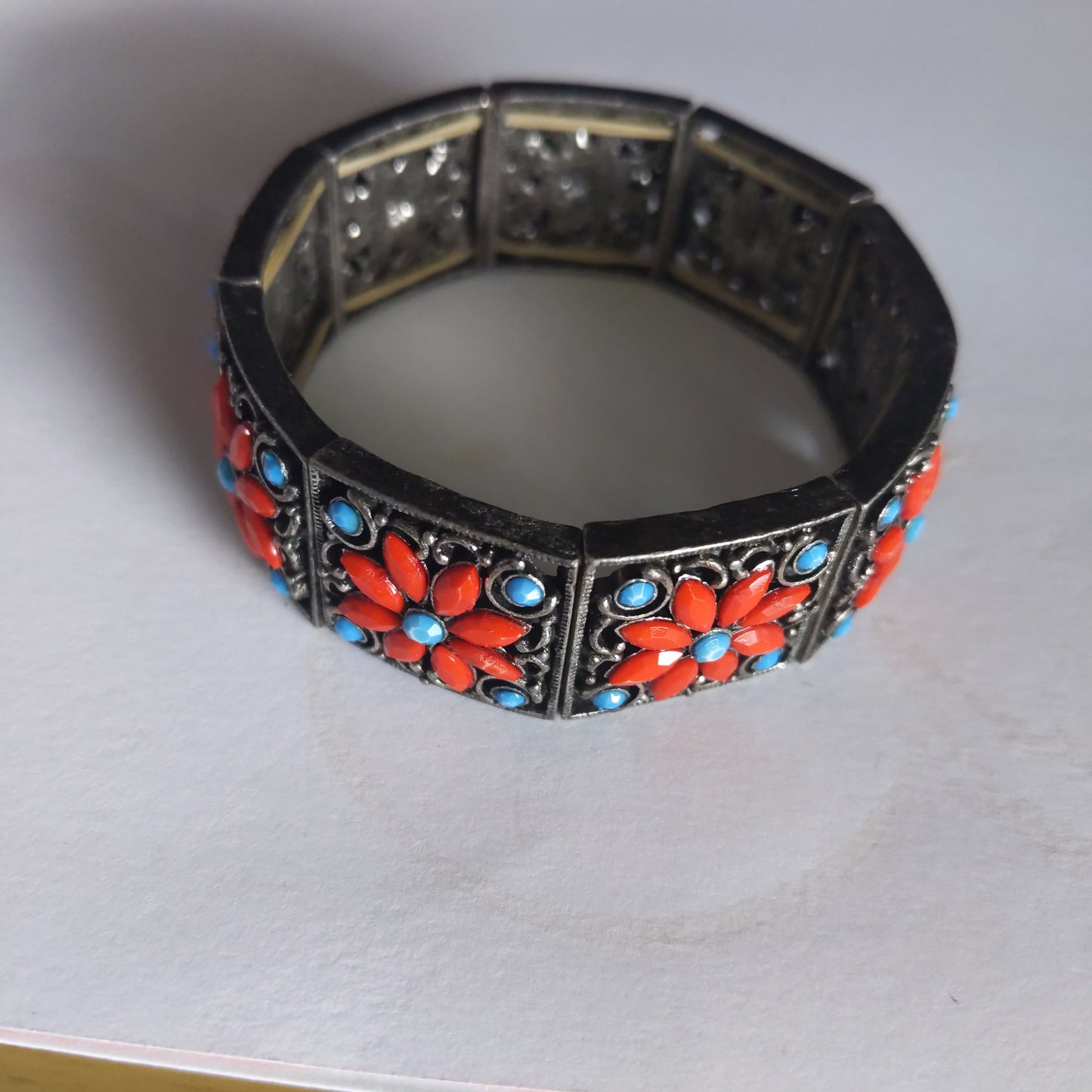 Red Flower Stretchy Bracelet