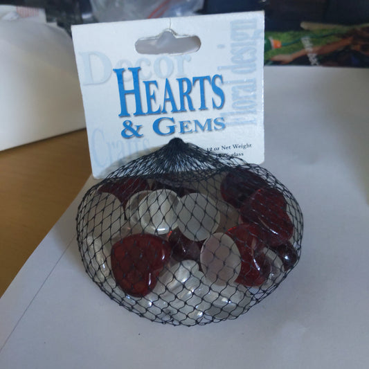 Red Heart and Round White Floral Marbles