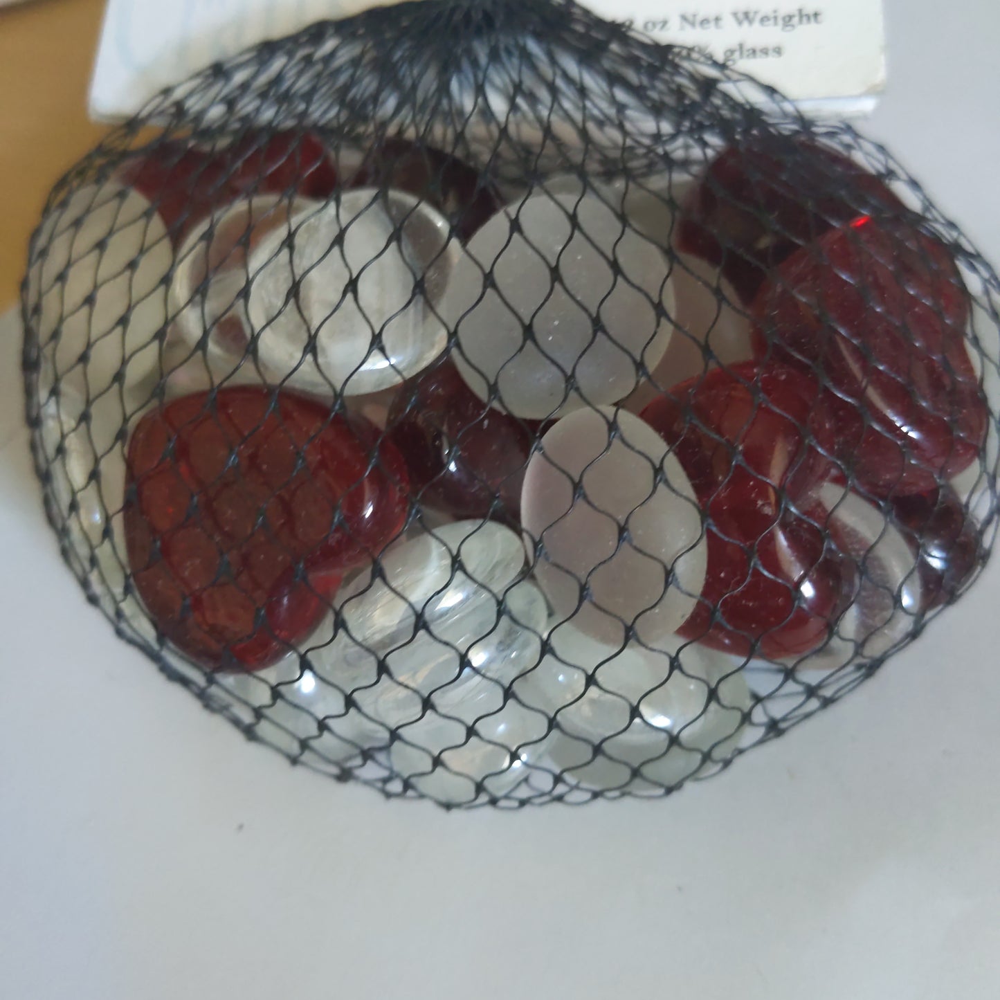 Red Heart and Round White Floral Marbles