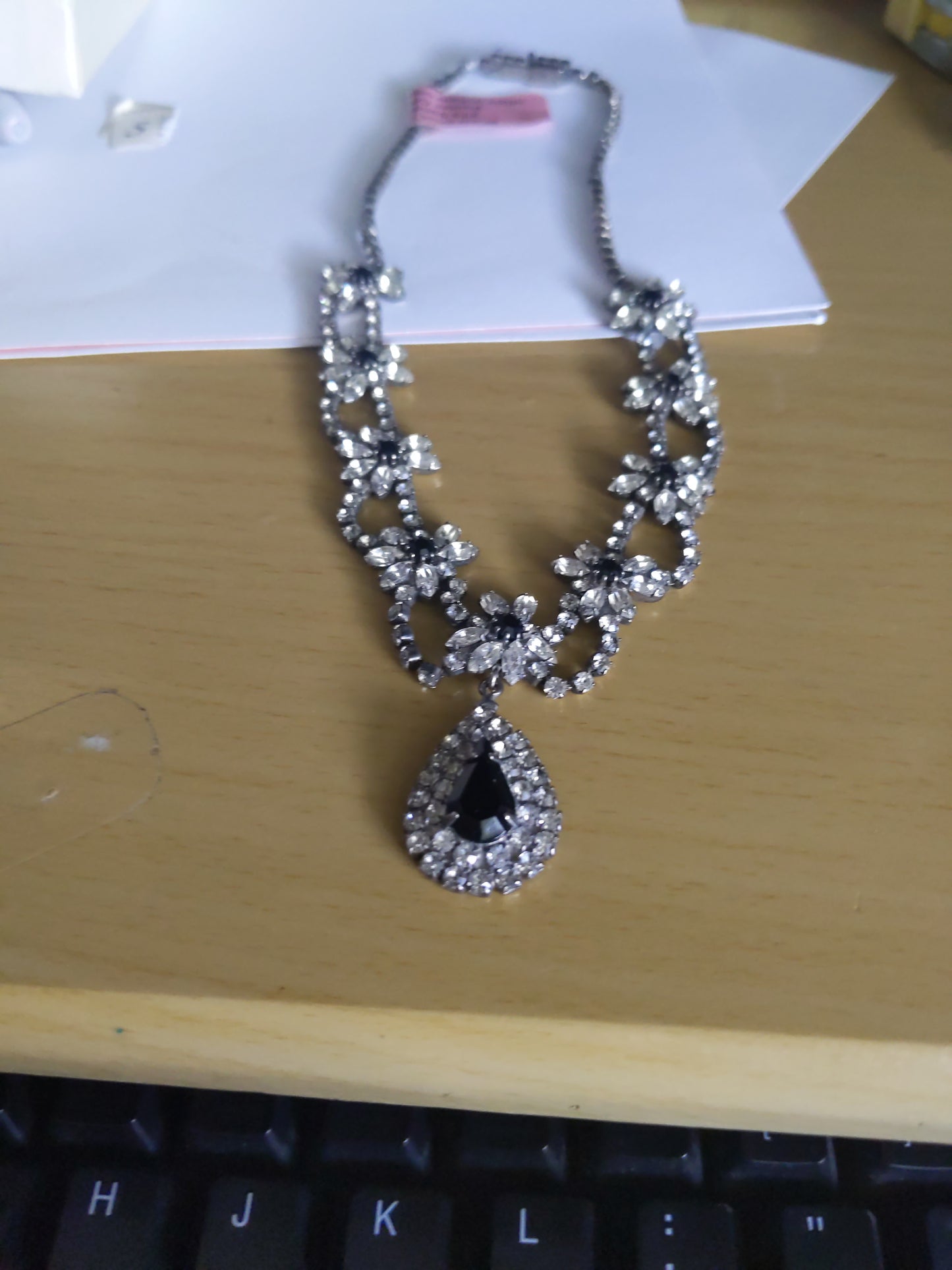 Vintage Black Rhinestone Necklace