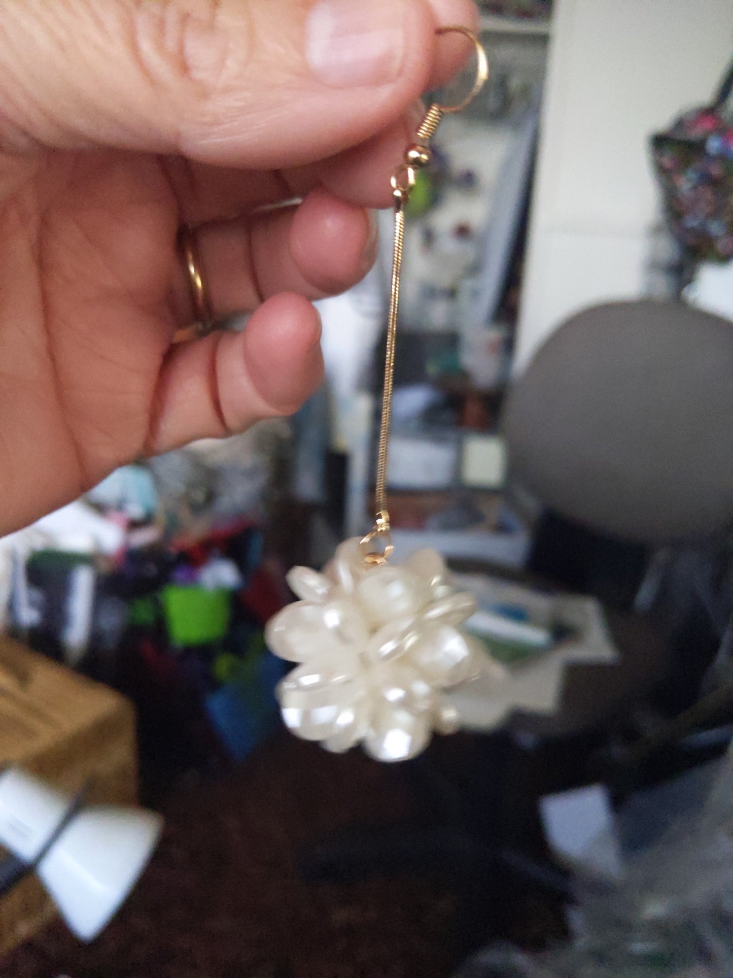 Long White Flower Earrings