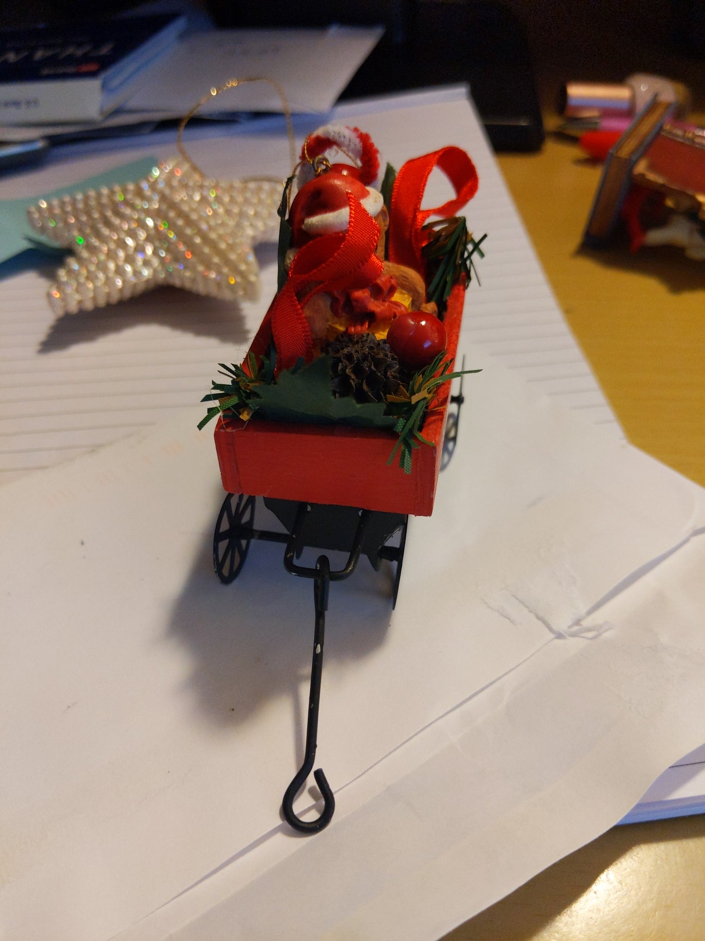 Noel Red Wagon Ornament