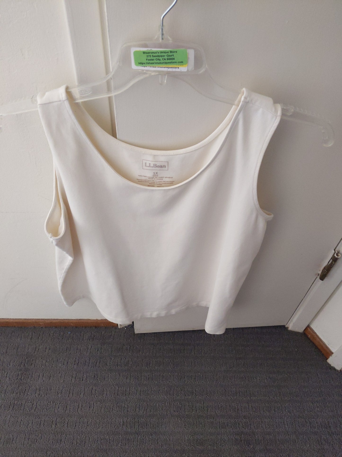 LL Bean Ivory Tank Top Size 1x