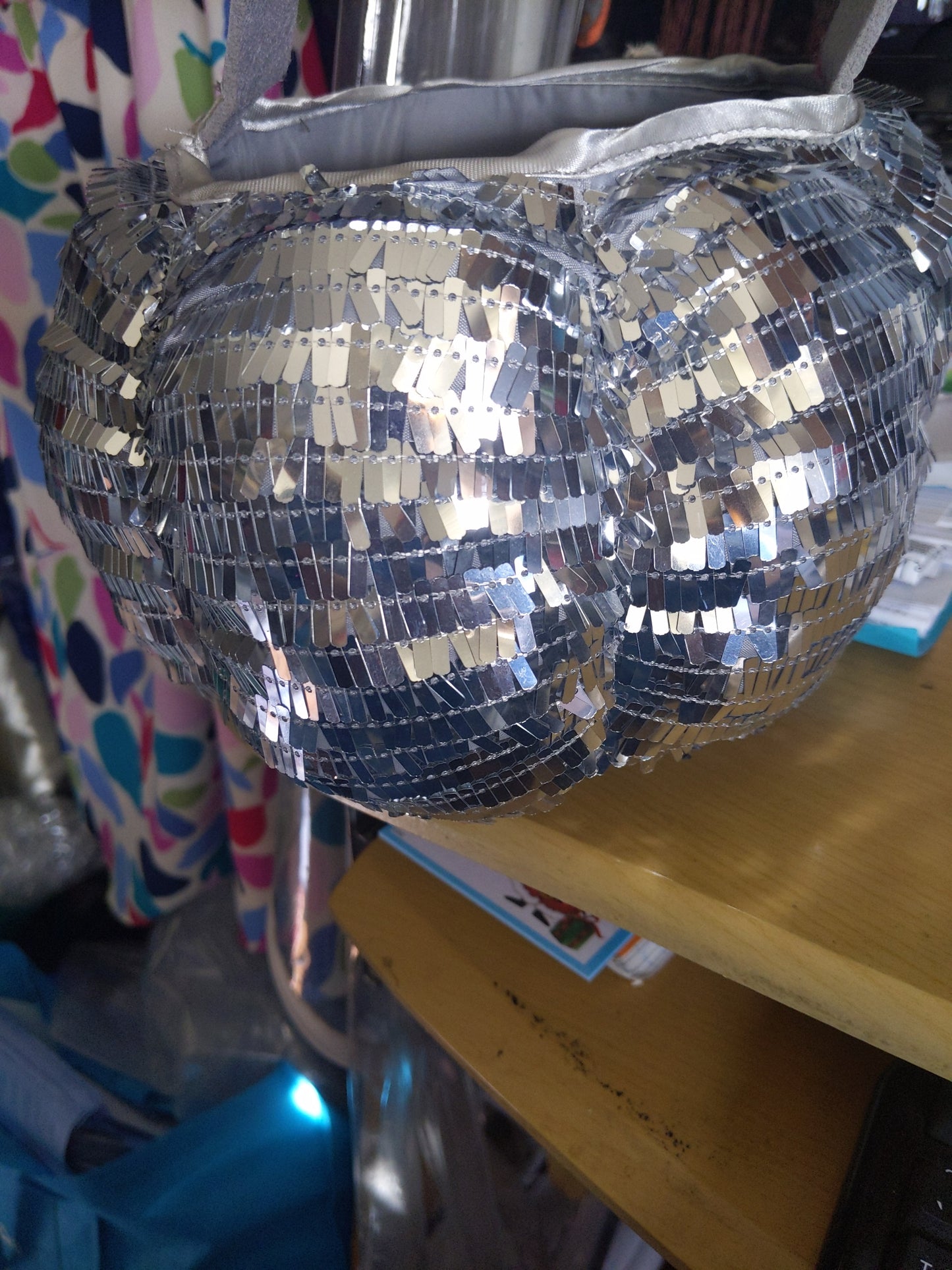 Shiny Silver Sequin Purse