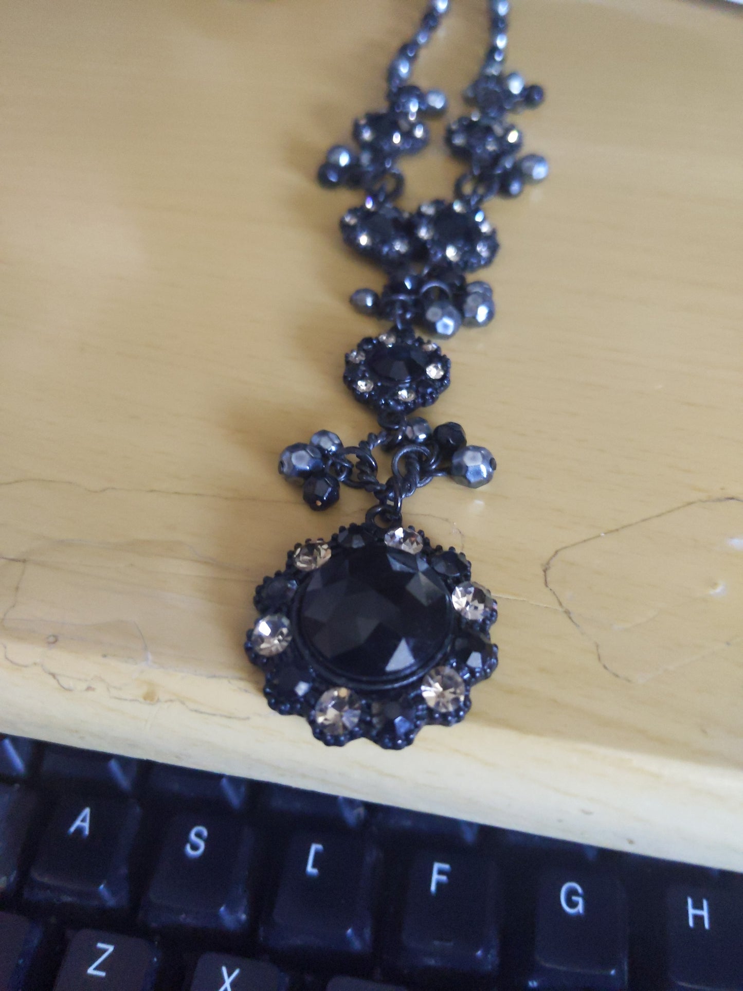 Black Flowered Necklace