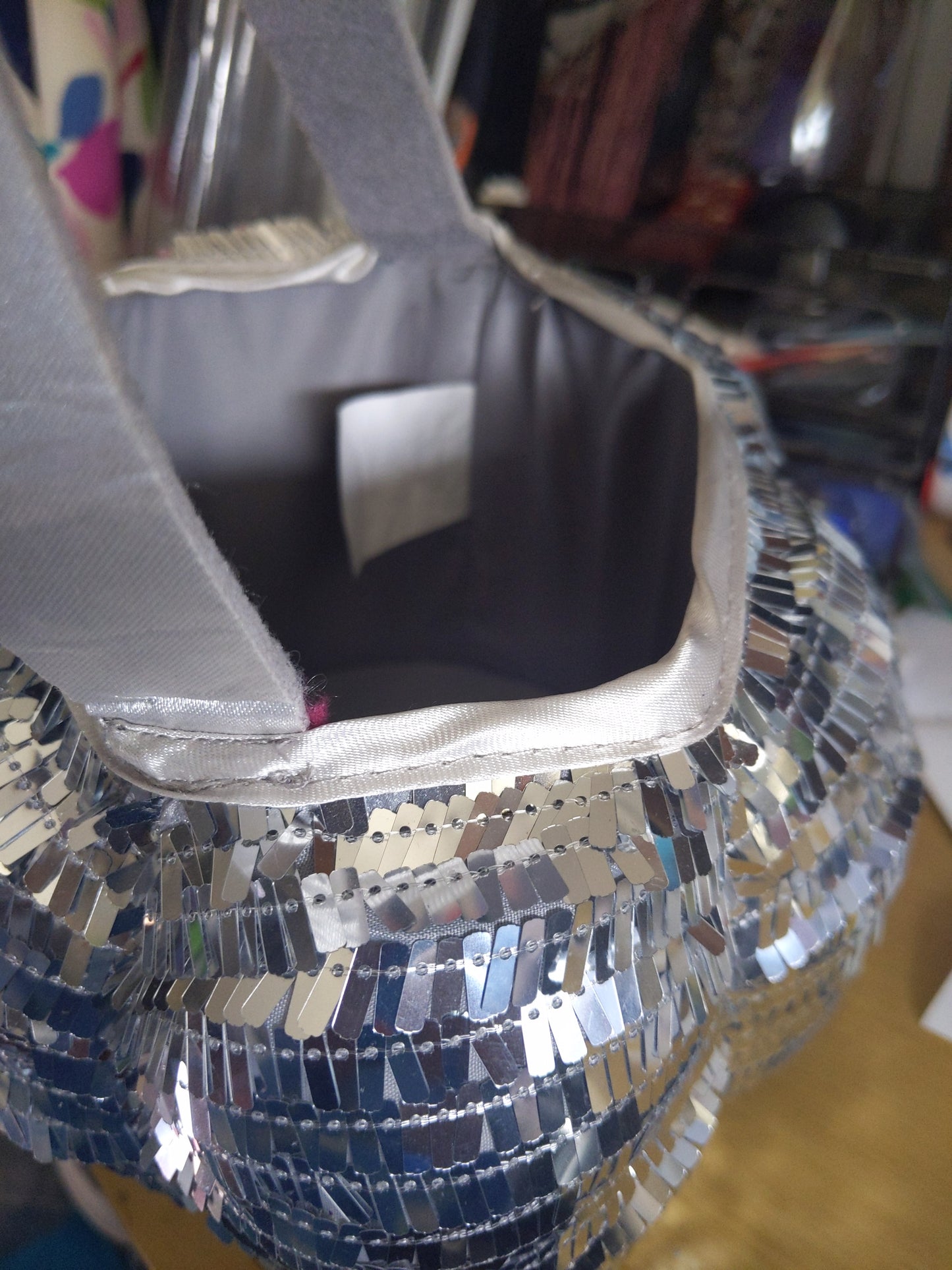 Shiny Silver Sequin Purse