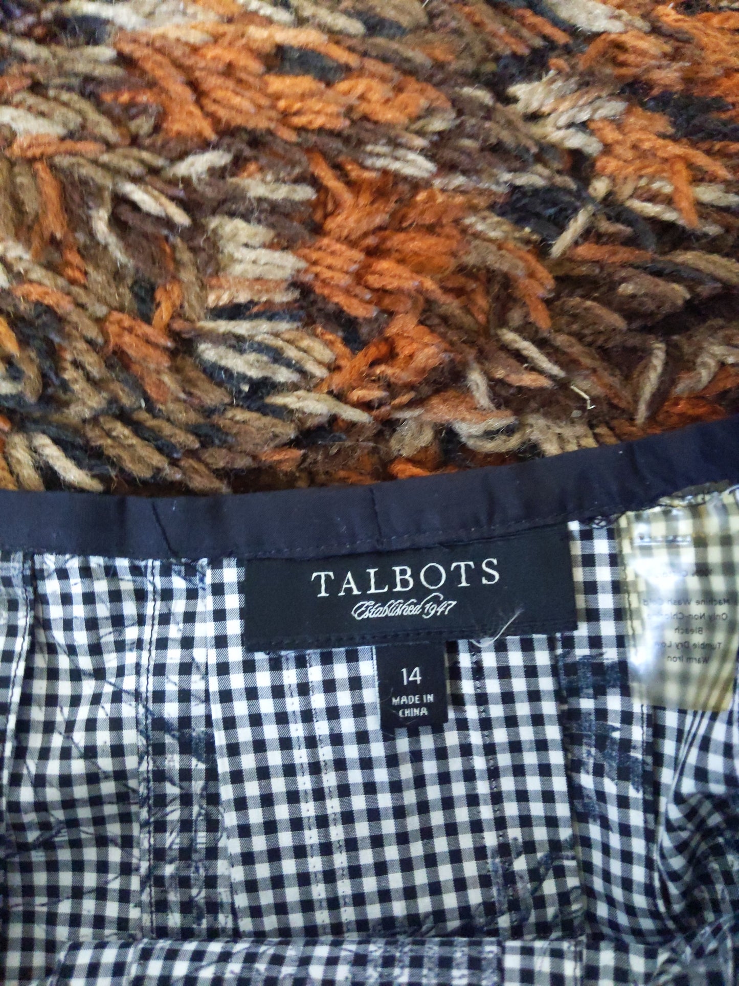 Talbot's Checkered Black Skirt Size 14