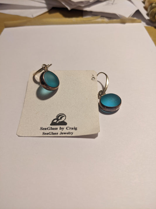 Sea Glass Jewelry Sterling Silver Thick Wire Earrings
