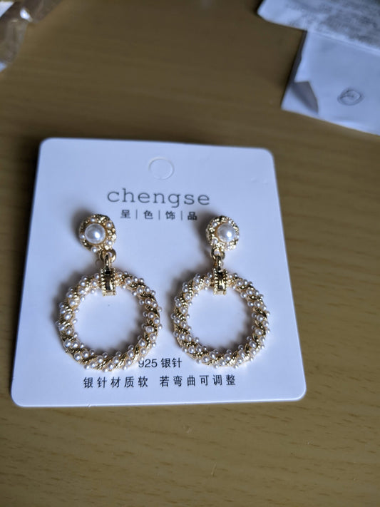 Fancy Post Round Hoop Earrings