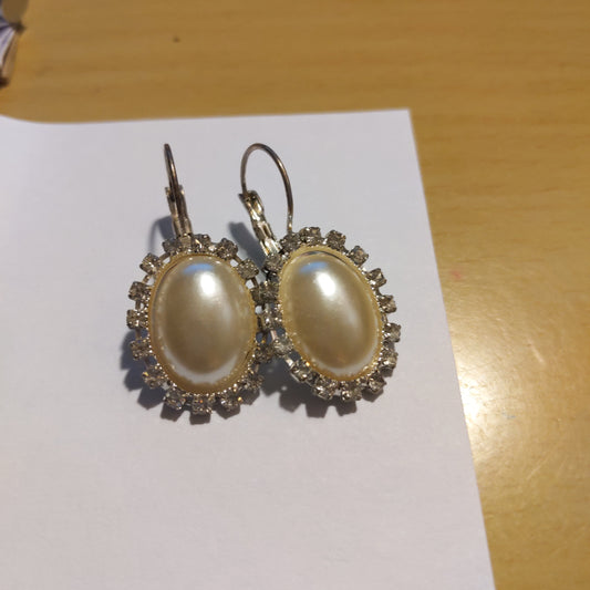 Large Pearl/Rhinestone Earrings