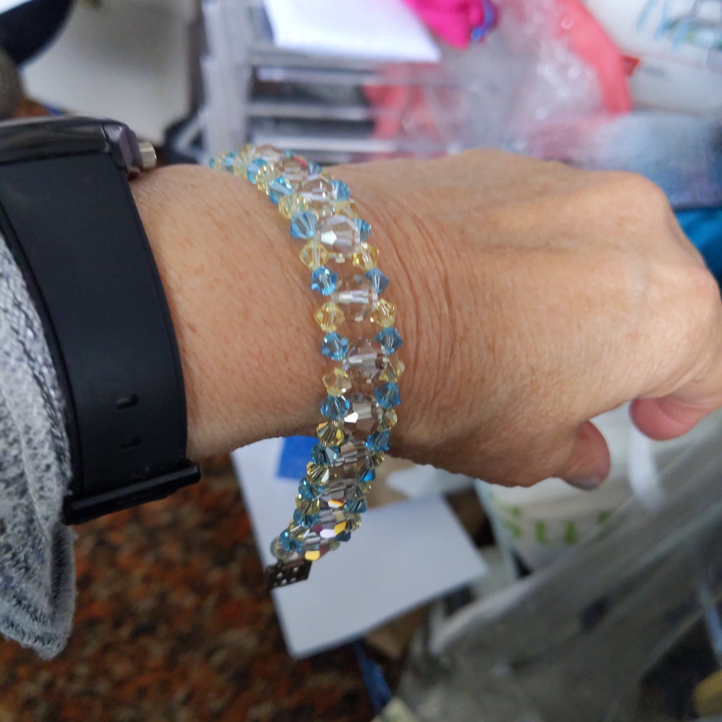 Blue and Yellow Austrian Crystal Bracelet