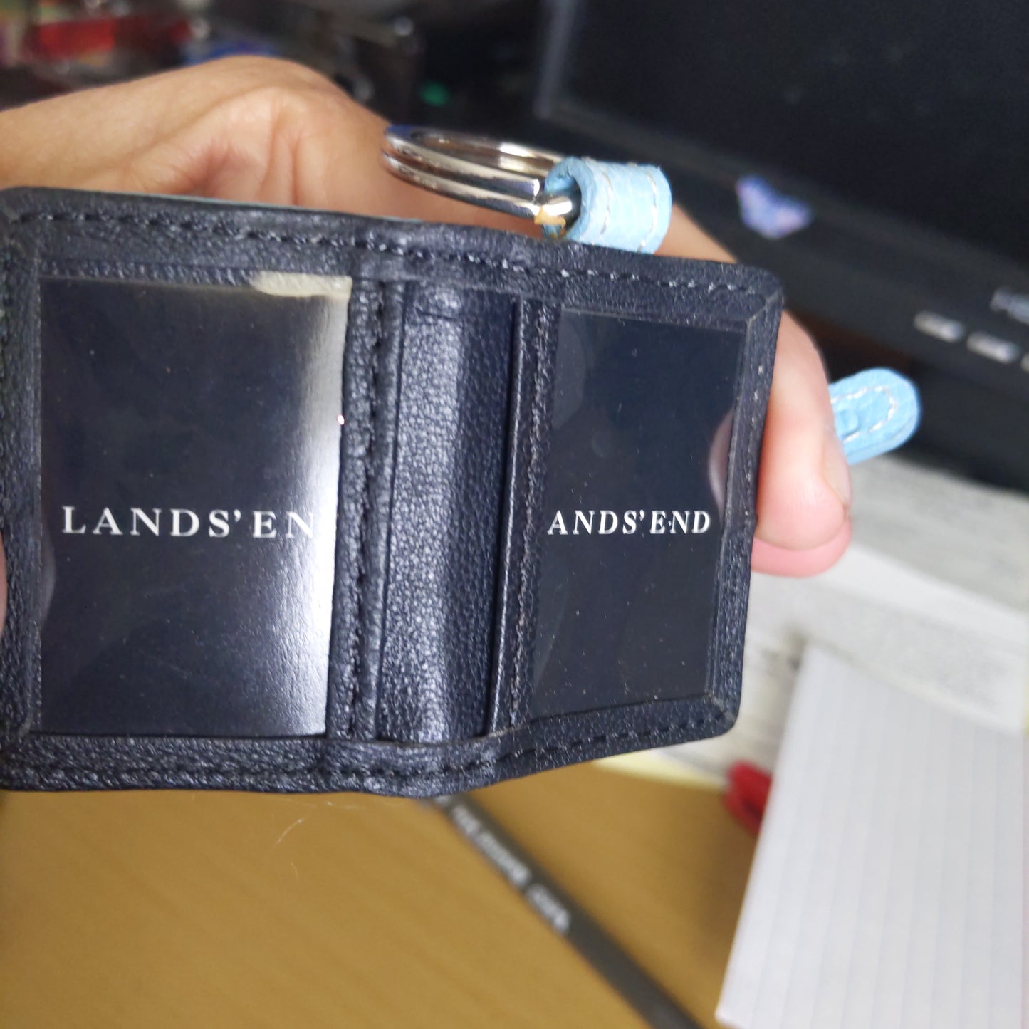 Lands End Blue Pocket Key Chain