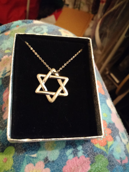 Large Jewish Star of David Pendant/Chain-NEW