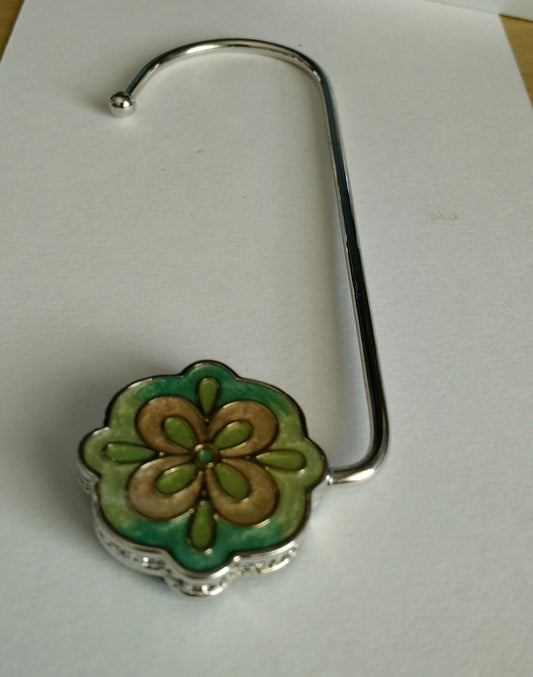 Little Green/Yellow Flower Purse Hook-NEW
