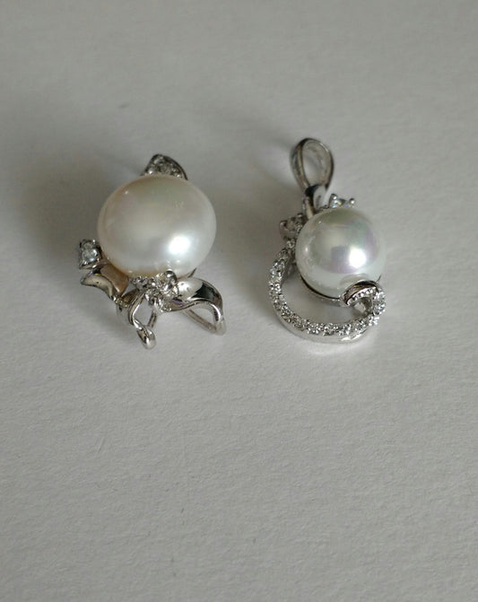 Two Pearl/Rhinestone Pendants