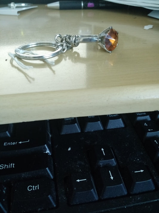 Bronze Fake Rhinestone Ring Key Chain