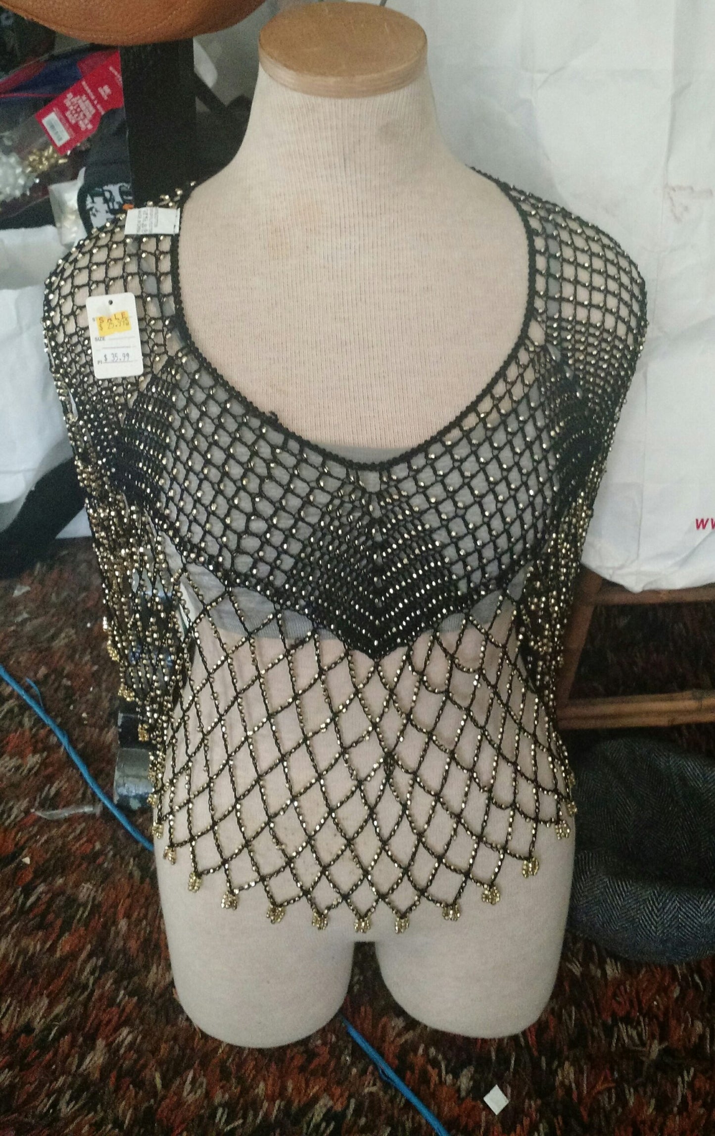 Fancy Black and Gold Poncho-NEW