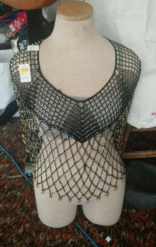 Fancy Black and Gold Poncho-NEW