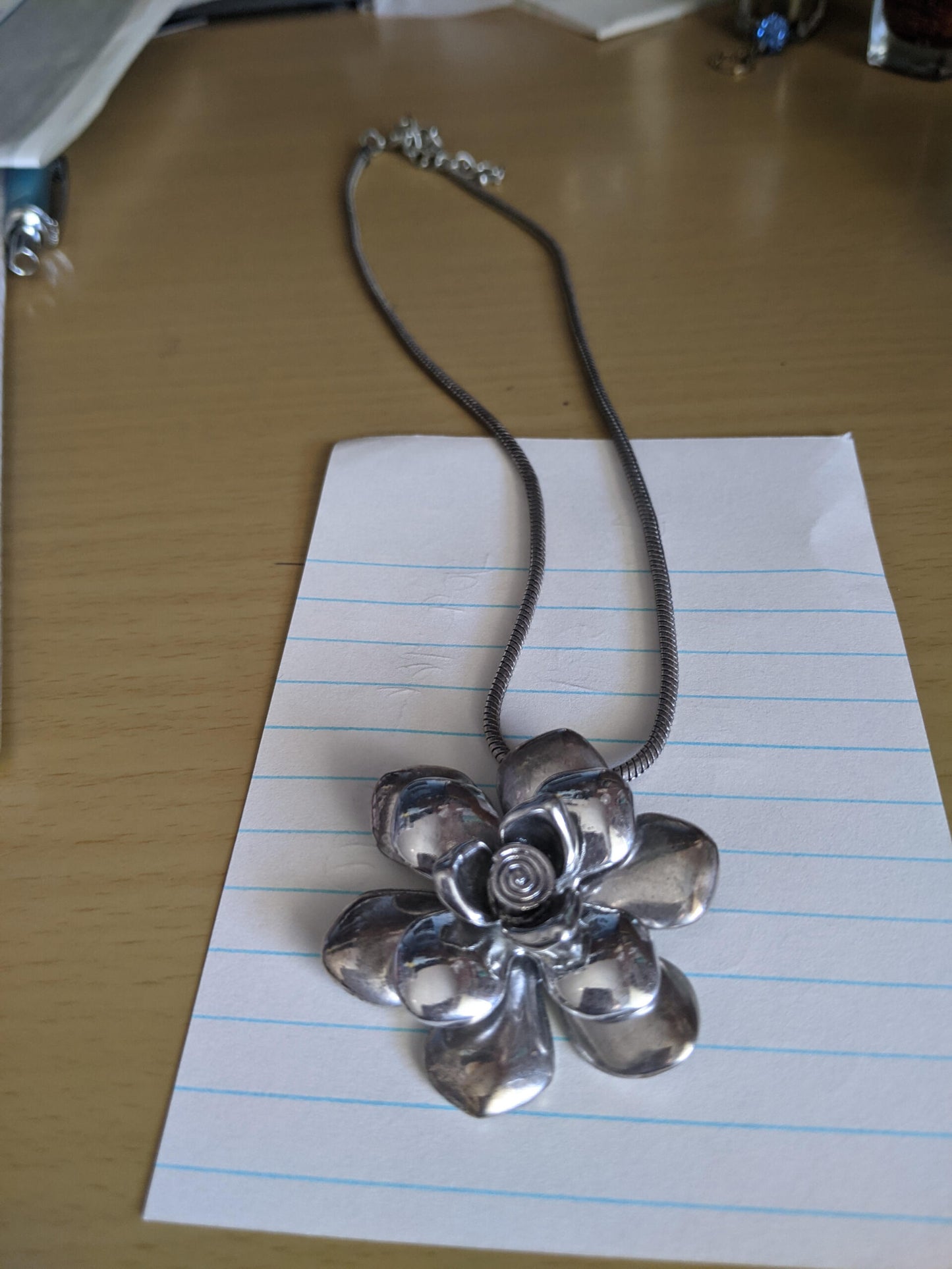 Big Silver Flowered Necklace