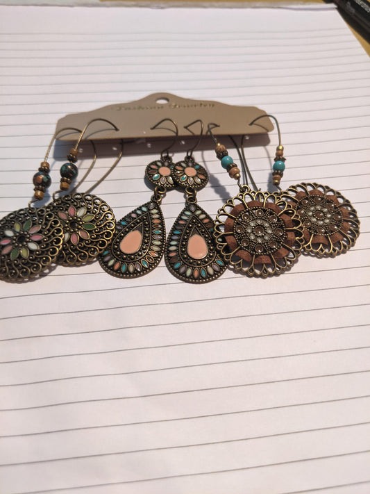 Three Unique Wire Earrings-NEW