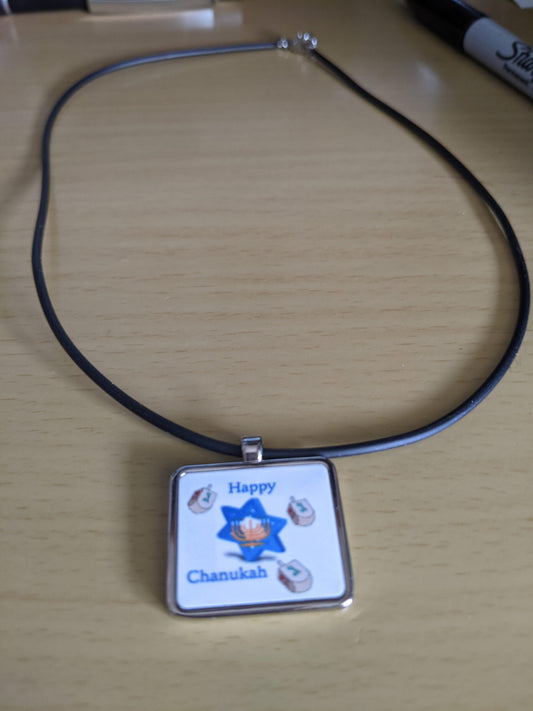 Happy Chanukah Pendant Necklace-NEW
