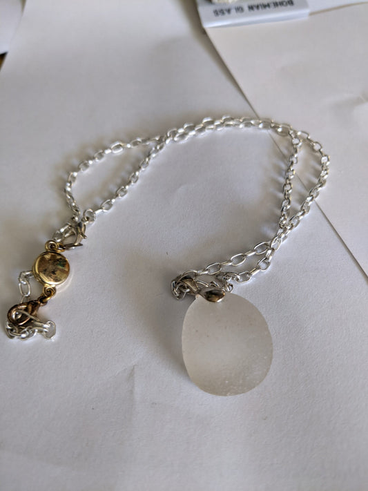 Fake Silver Chain with Fake Rock Pendant