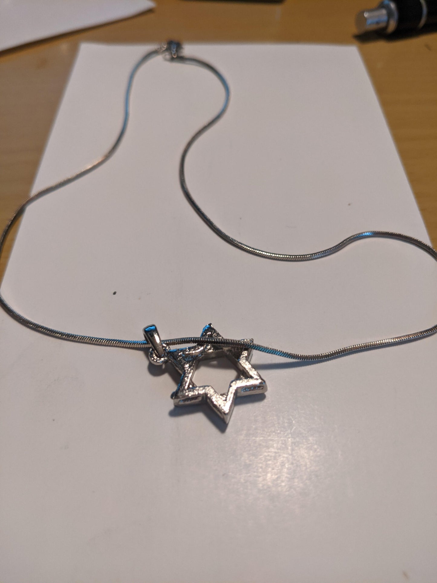 Fake Rhinestone Star of David Pendant Necklace