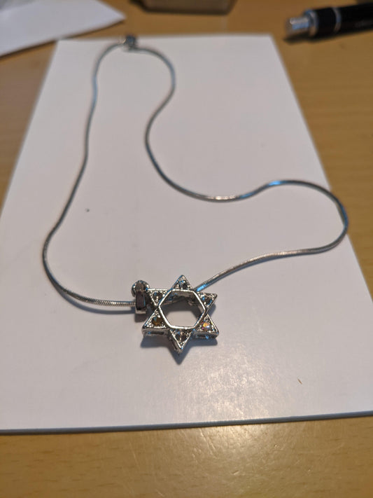 Fake Rhinestone Star of David Pendant Necklace