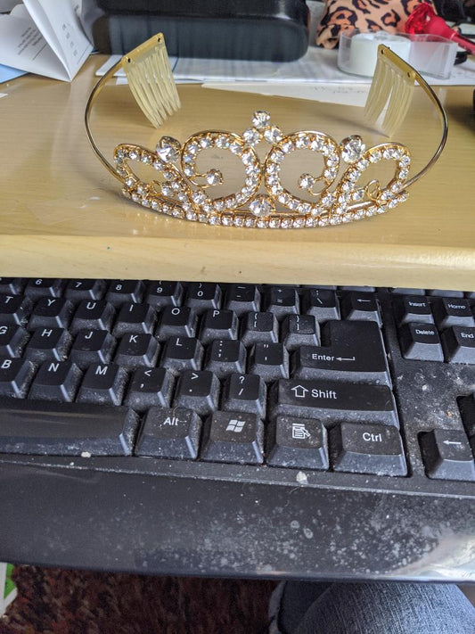 Four Swirl of Gold Rhinestones Tiara