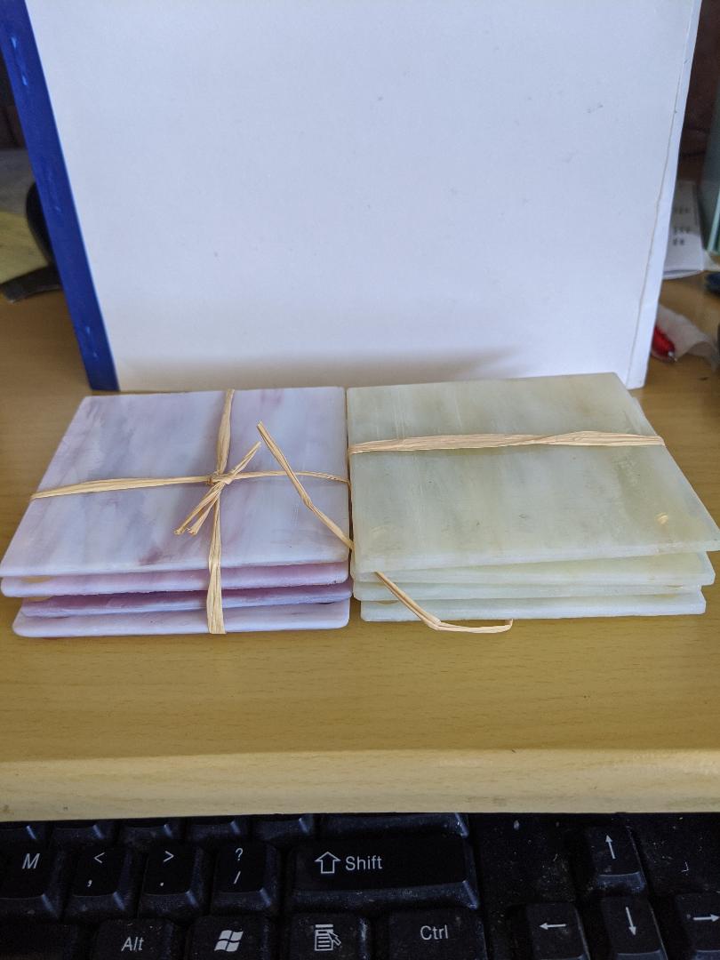Glass Lucite Home Crafted Square Coasters-NEW