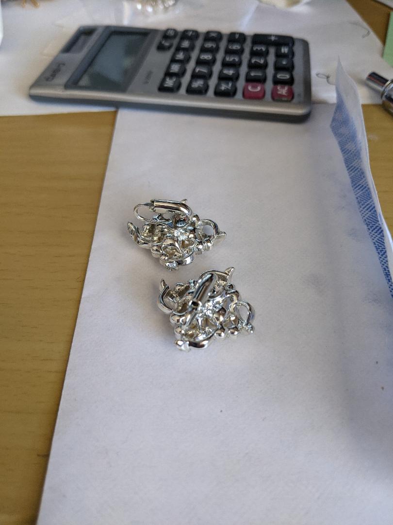Vintage Square Pearl Rhinestone Clip Earrings