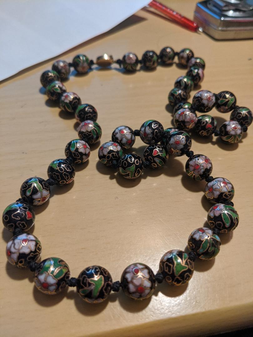 Cloisonne Flower Beaded Necklace