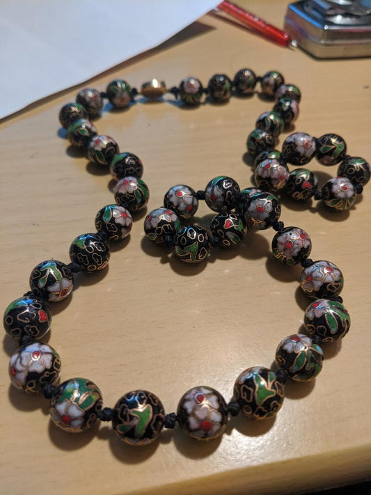 Cloisonne  Flower Beaded Necklace