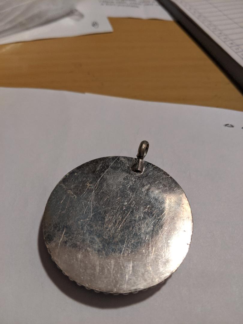 Big Round Blue and Gold Pendant