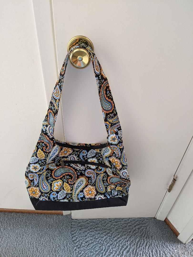 Floral and Paisley Hobo Black Handbag-NEW