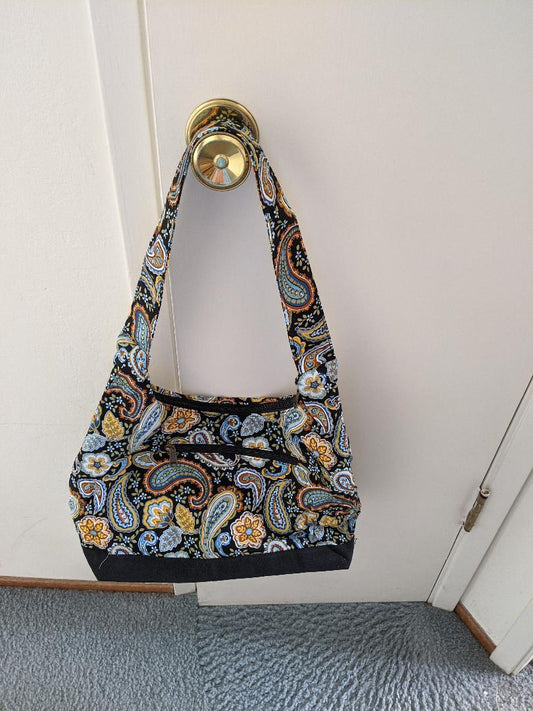 Floral and Paisley Hobo Black Handbag-NEW