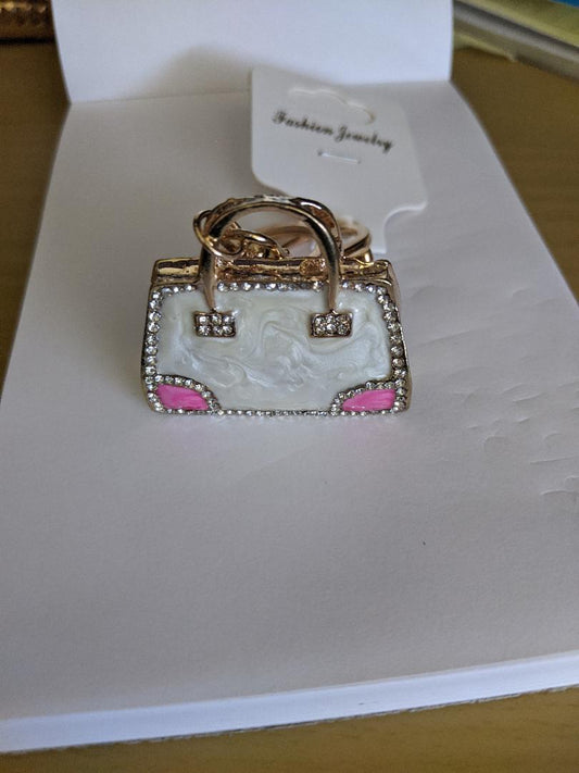 Rhinestone And Gold Handbag Key Chain-NEW