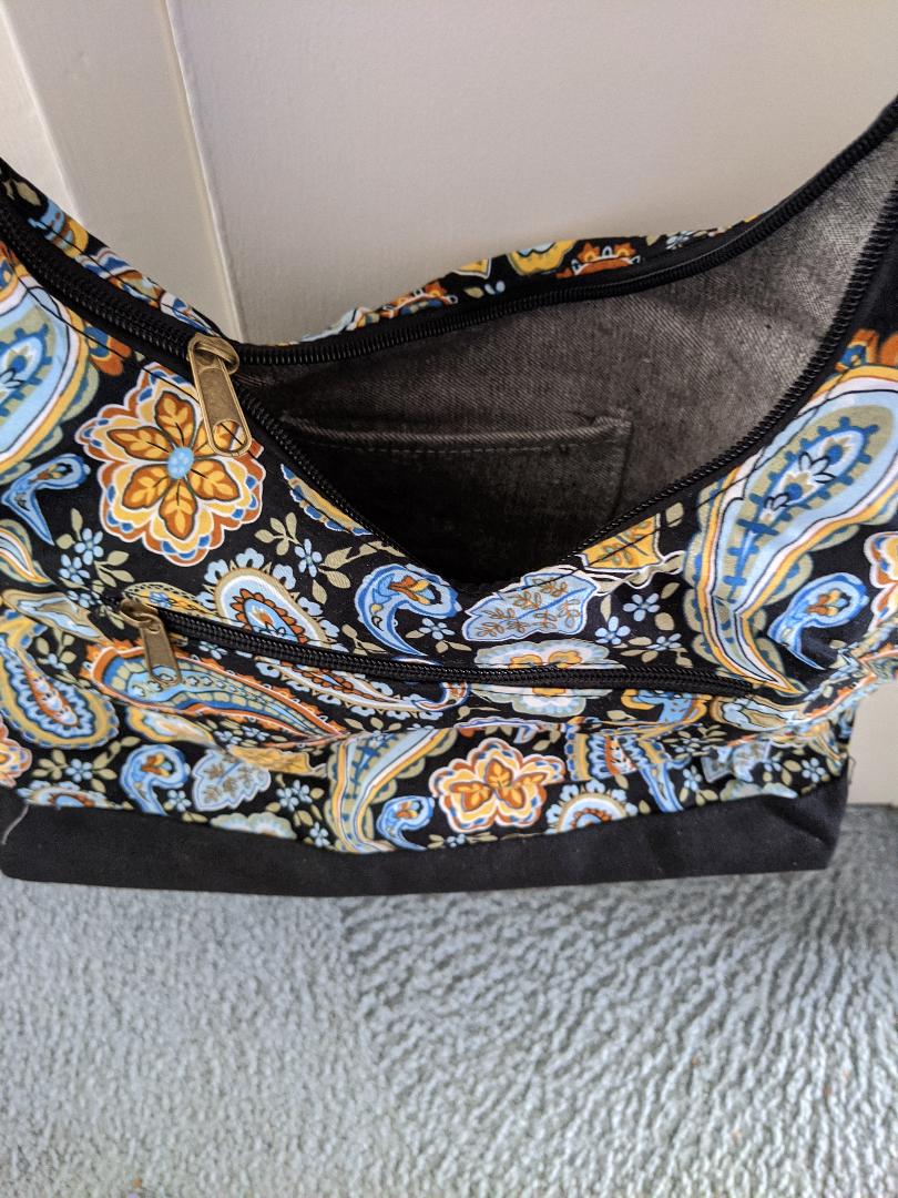 Floral and Paisley Hobo Black Handbag-NEW